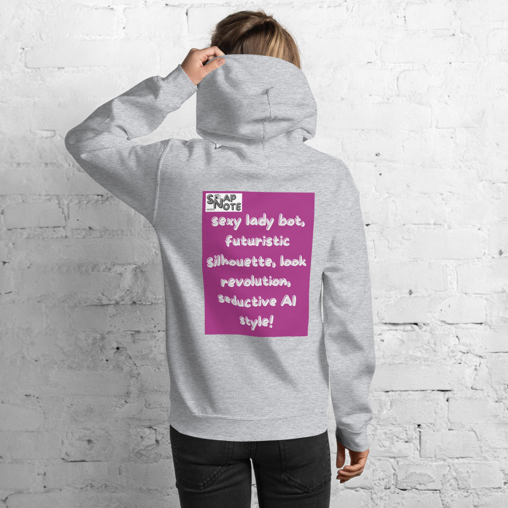 Woman-supermodel-wearing-unisex-heavy-blend-hoodie-sport-grey-lady-robot-back-SnapNote-streetwear