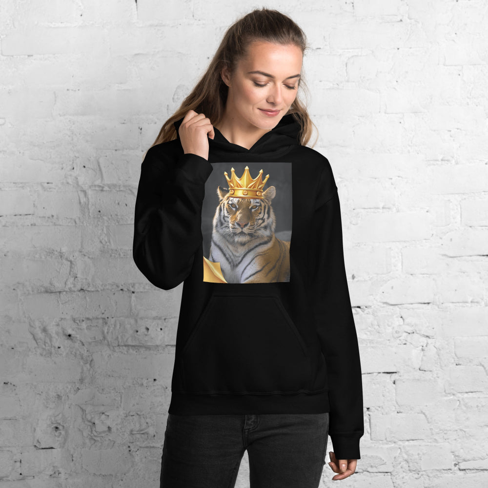 hoodie-hooded-sweatshirt-crown-tiger-grey-design-snapnote-streetwear-black-woman-front