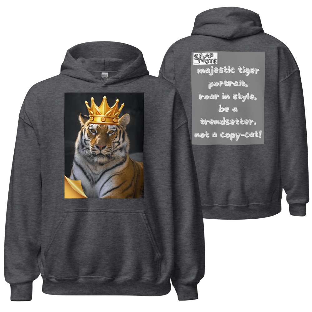 hoodie-hooded-sweatshirt-crown-tiger-grey-design-snapnote-streetwear-dark-heather