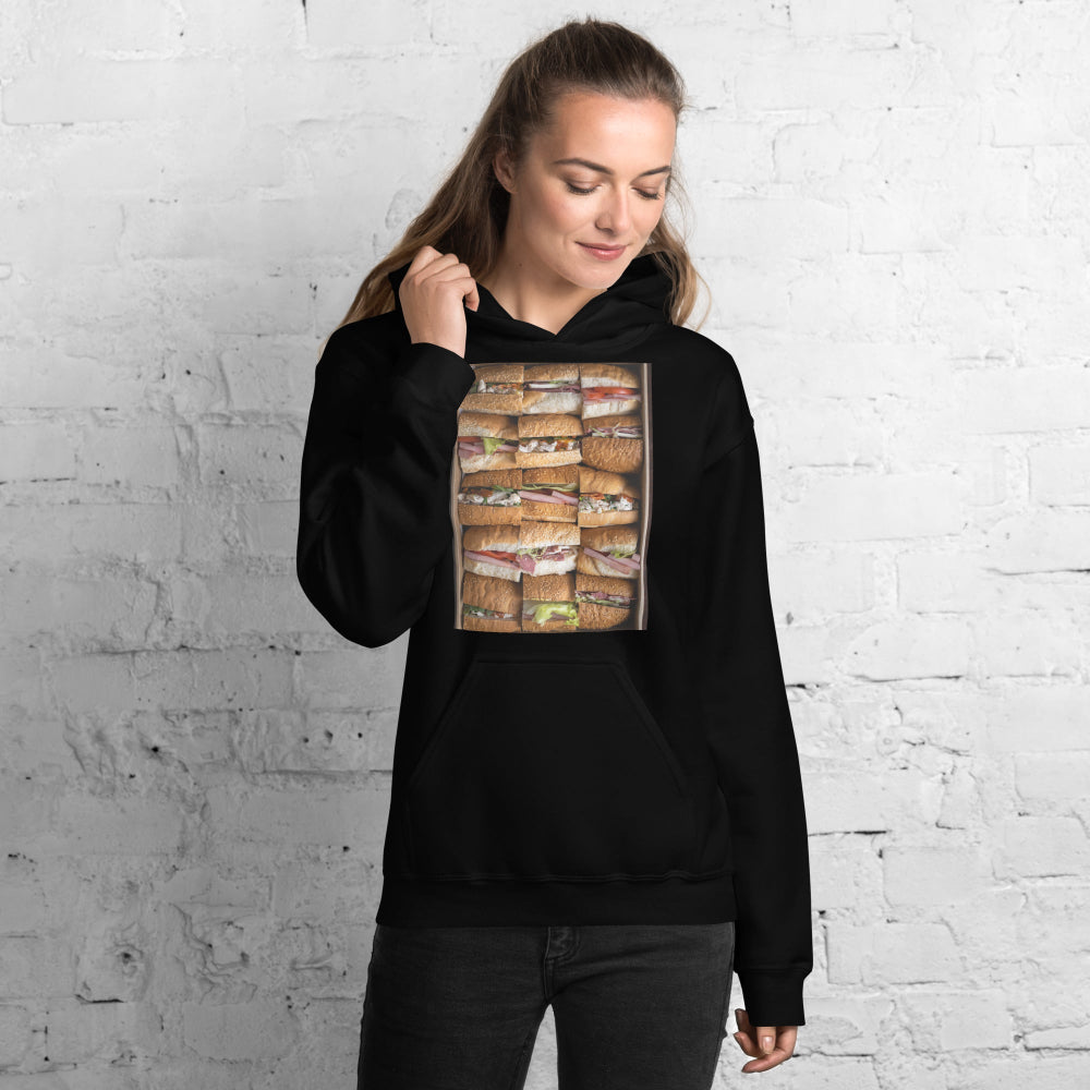 hoodie-hooded-sweatshirt-fast-food-sandwiches-green-design-snapnote-streetwear-black-woman-front