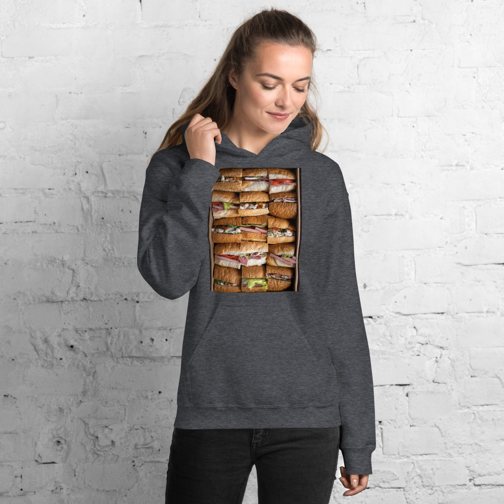 hoodie-hooded-sweatshirt-fast-food-sandwiches-green-design-snapnote-streetwear-dark-heather-woman-front