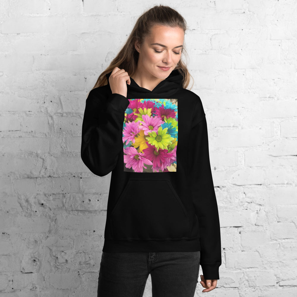 hoodie-hooded-sweatshirt-hippie-flowers-green-design-snapnote-streetwear-black-woman-front