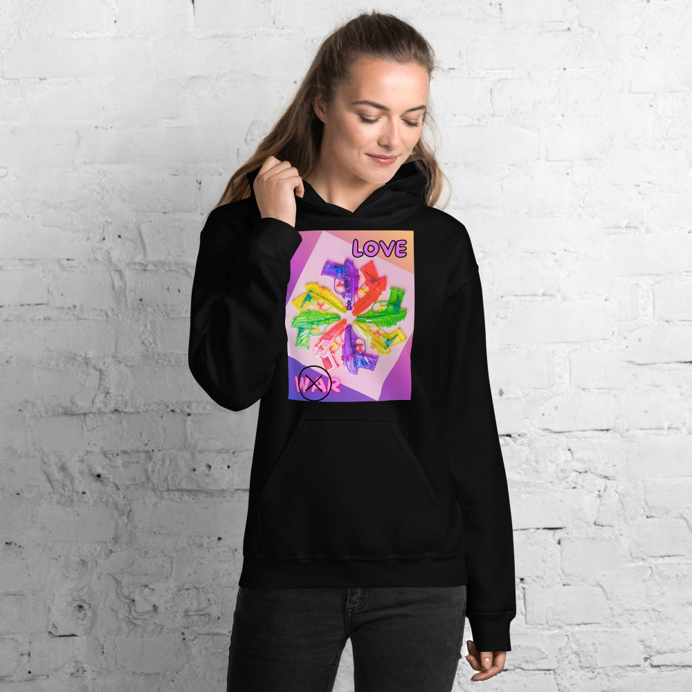 hoodie-hooded-sweatshirt-peace-and-love-pink-design-snapnote-streetwear-black-woman-front