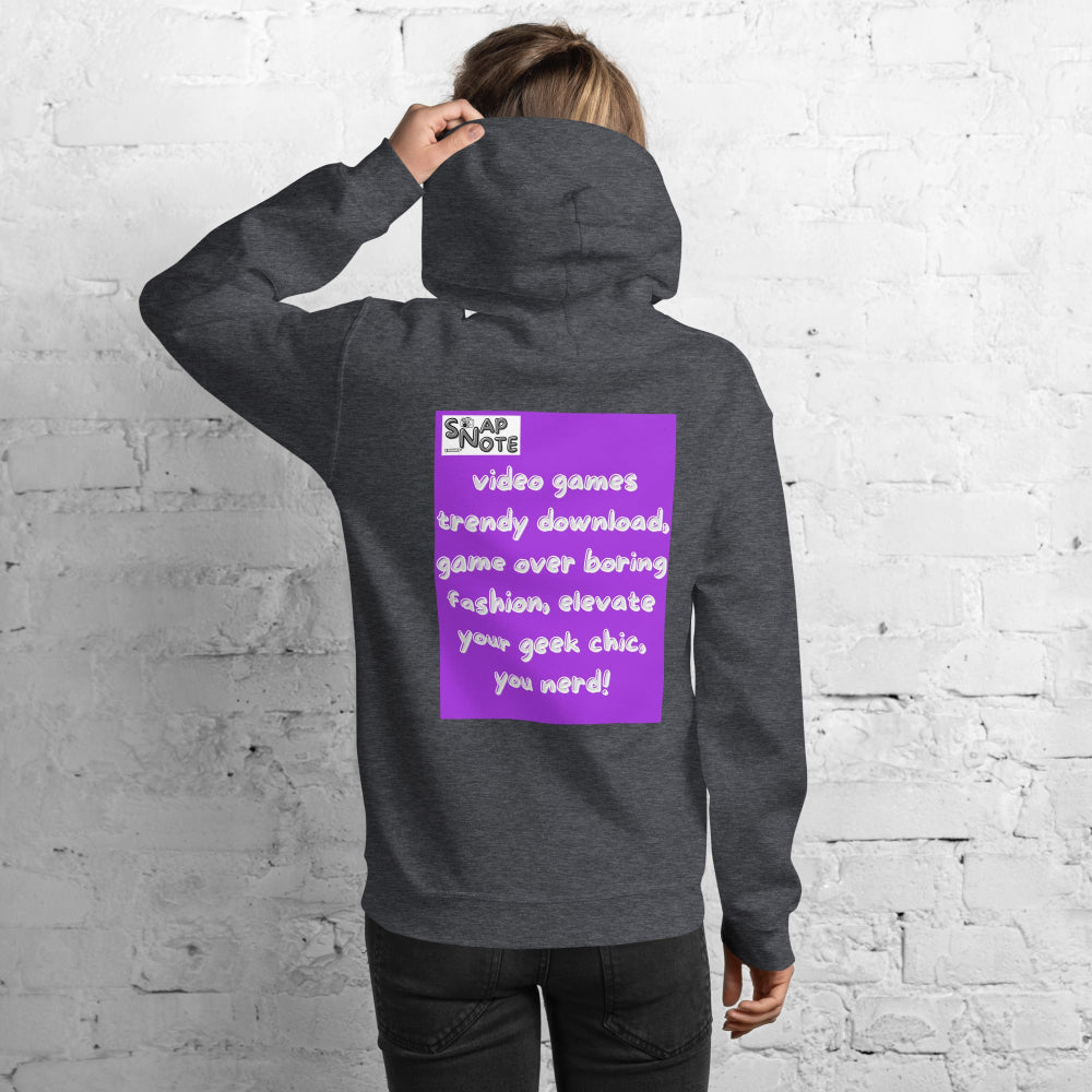 hoodie-hooded-sweatshirt-video-game-purple-design-snapnote-streetwear-dark-heather-woman-back