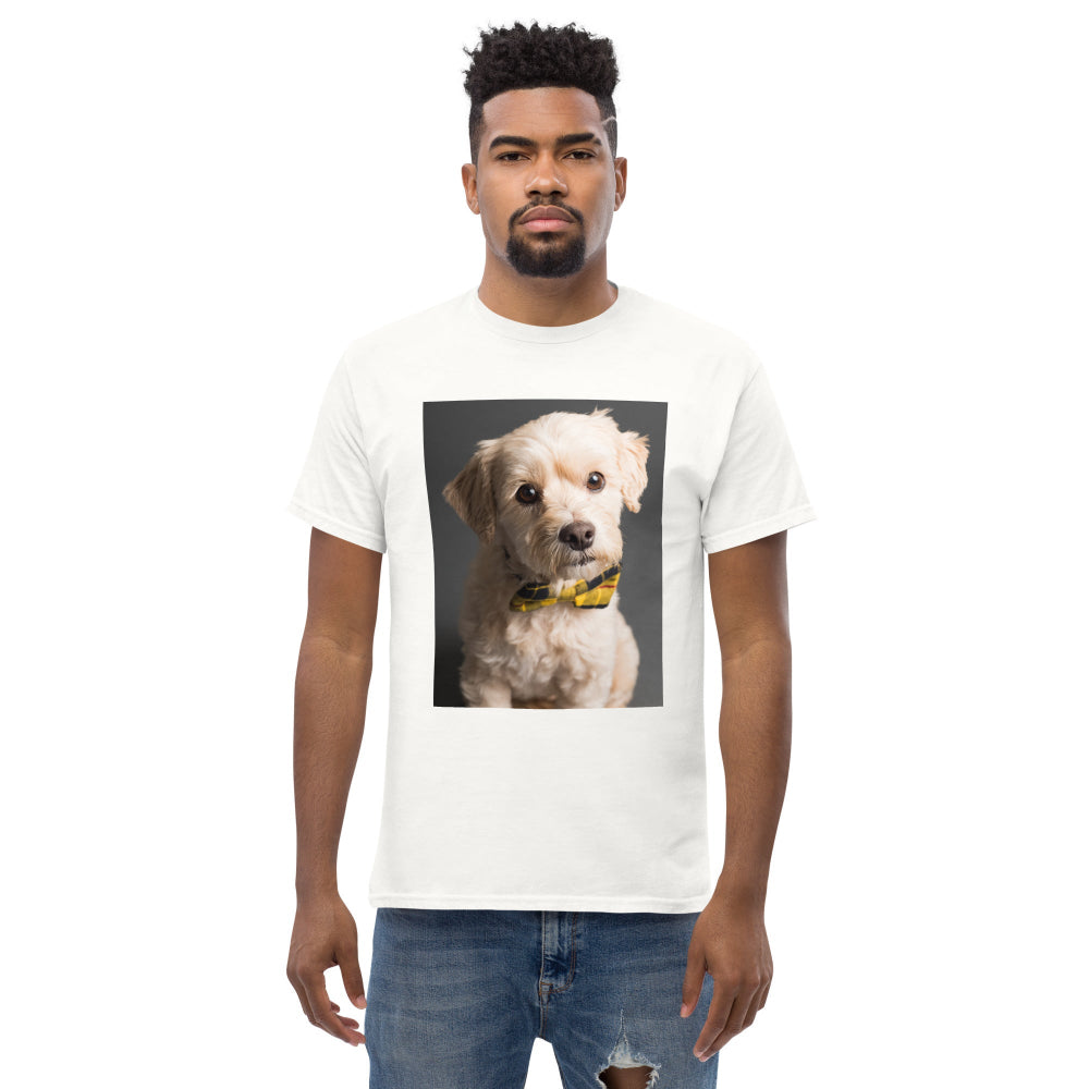 t-shirt-classic-graphic-elegant-doggy-yellow-design-snapnote-streetwear-white-man-front