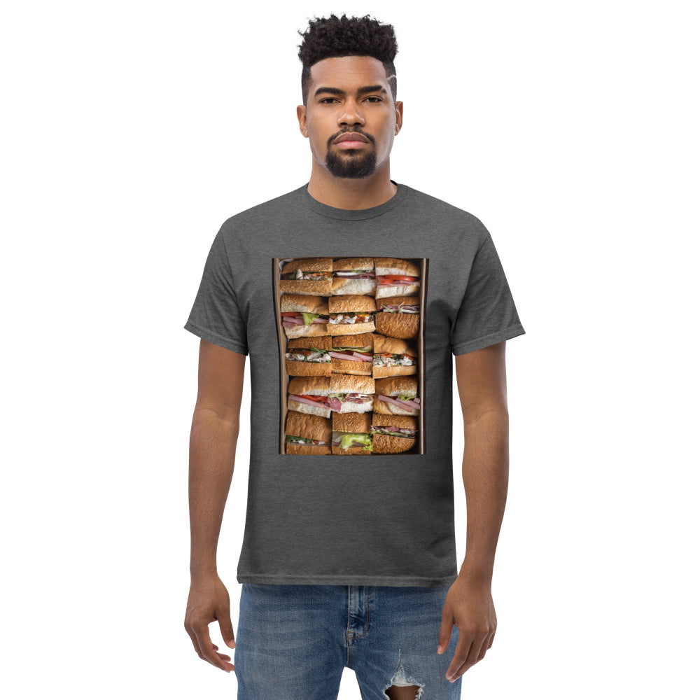 t-shirt-classic-graphic-fast-food-sandwiches-green-design-snapnote-streetwear-dark-heather-man-front
