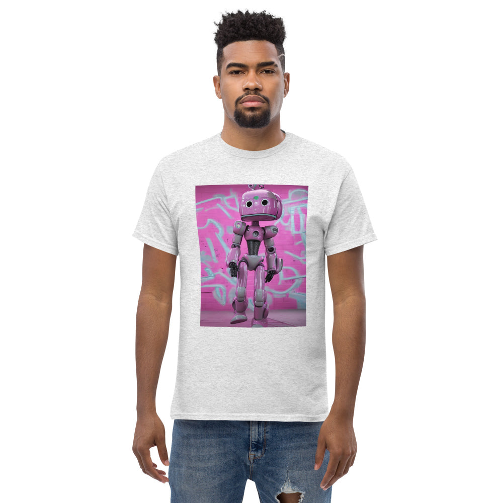 t-shirt-classic-graphic-lady-robot-pink-design-snapnote-streetwear-ash-man-front