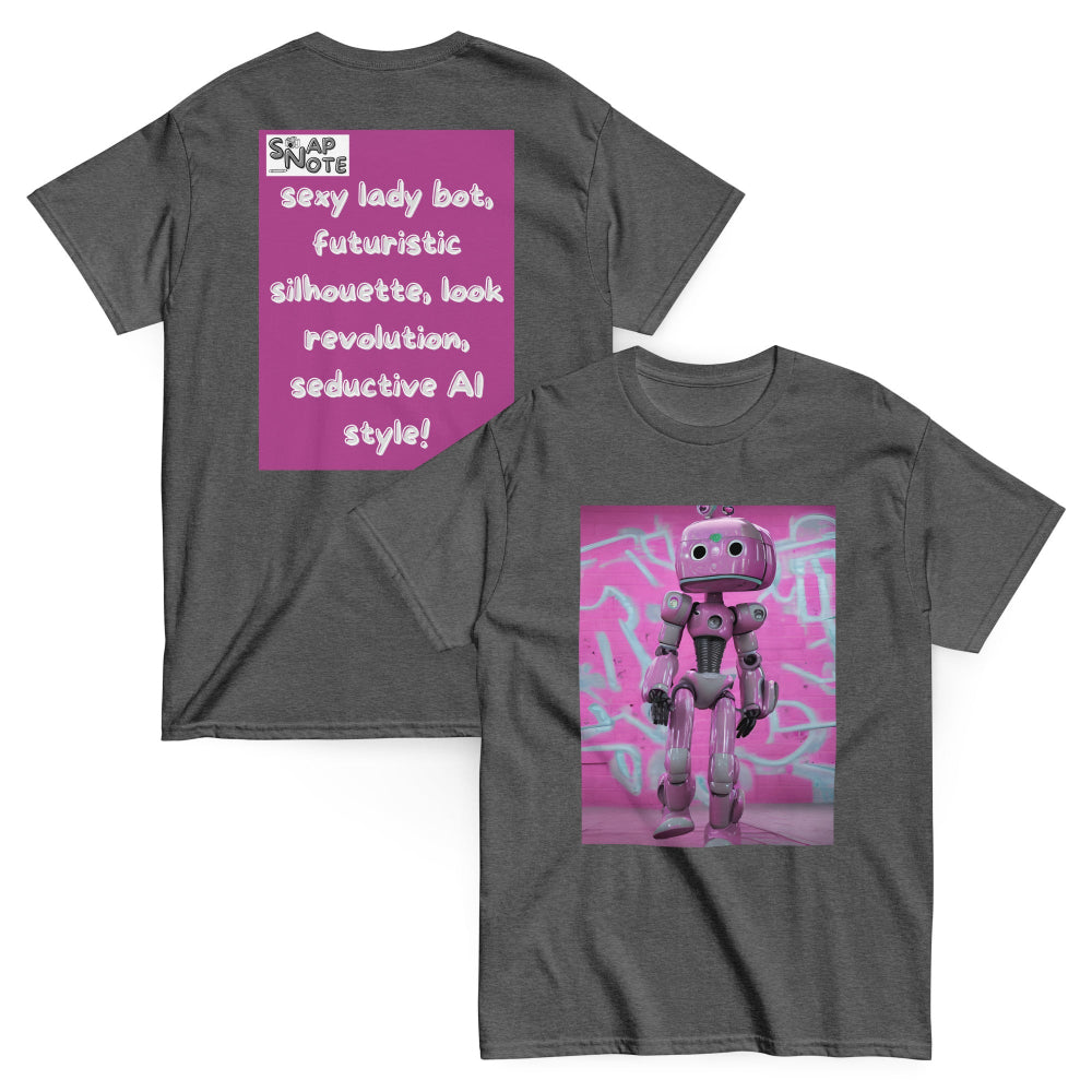 t-shirt-classic-graphic-lady-robot-pink-design-snapnote-streetwear-dark-heather