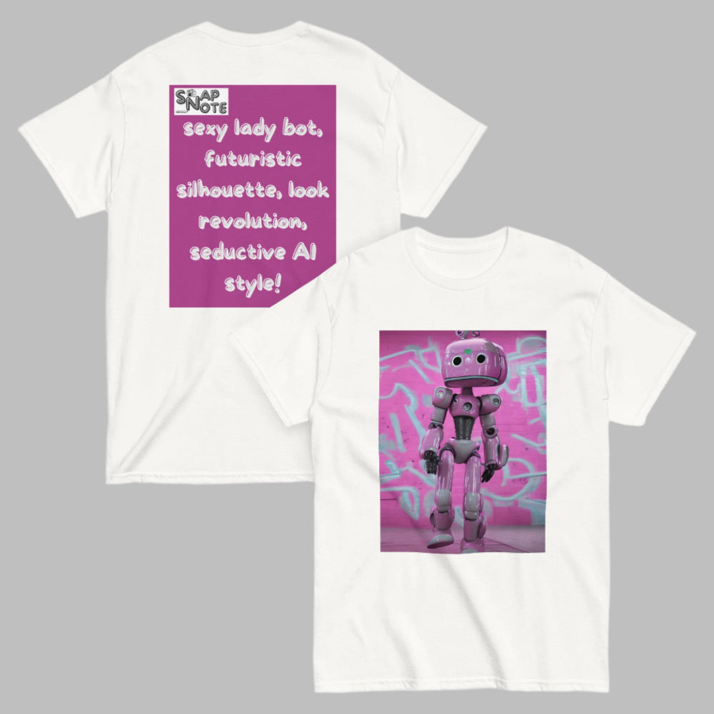t-shirt-classic-graphic-lady-robot-pink-design-snapnote-streetwear-white