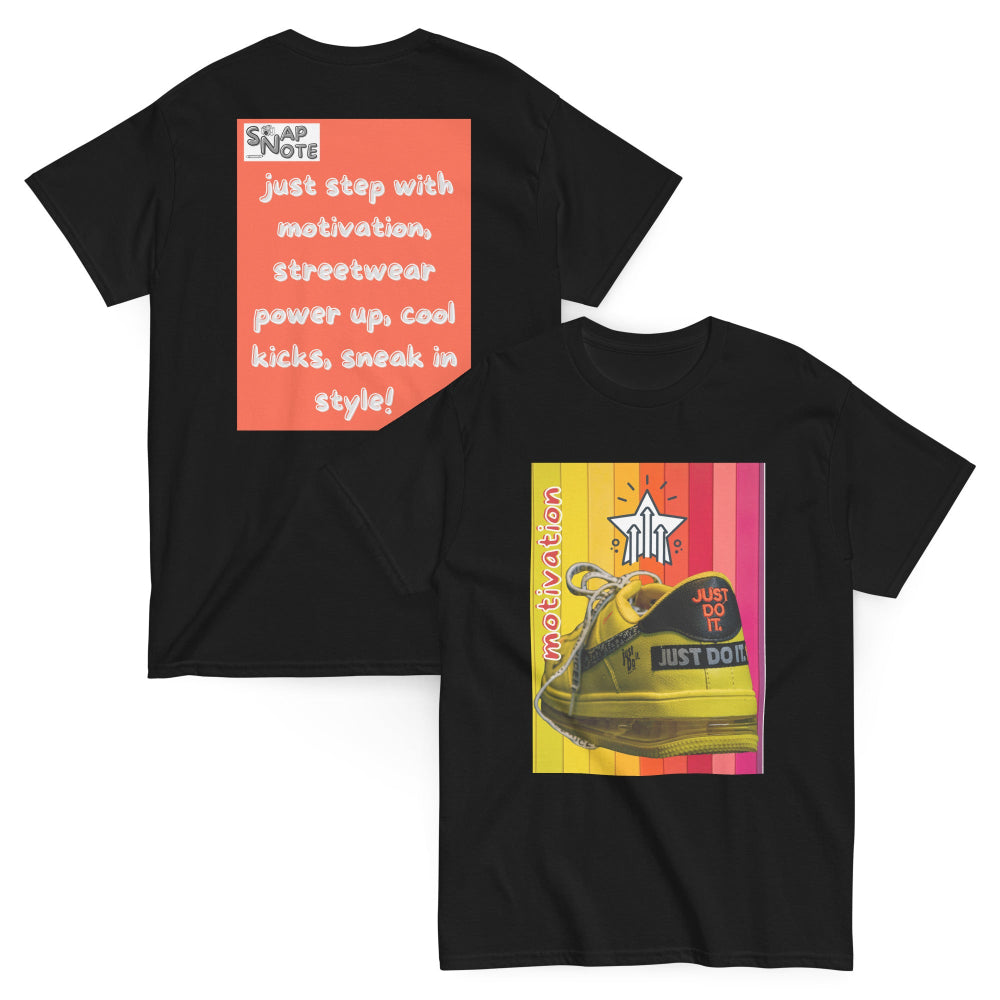 t-shirt-classic-graphic-motivation-sneaker-orange-design-snapnote-streetwear-black