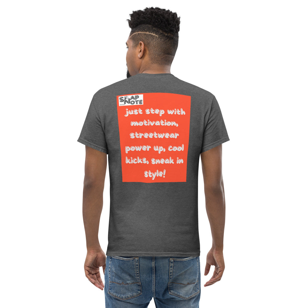 t-shirt-classic-graphic-motivation-sneaker-orange-design-snapnote-streetwear-dark-heather-man-back