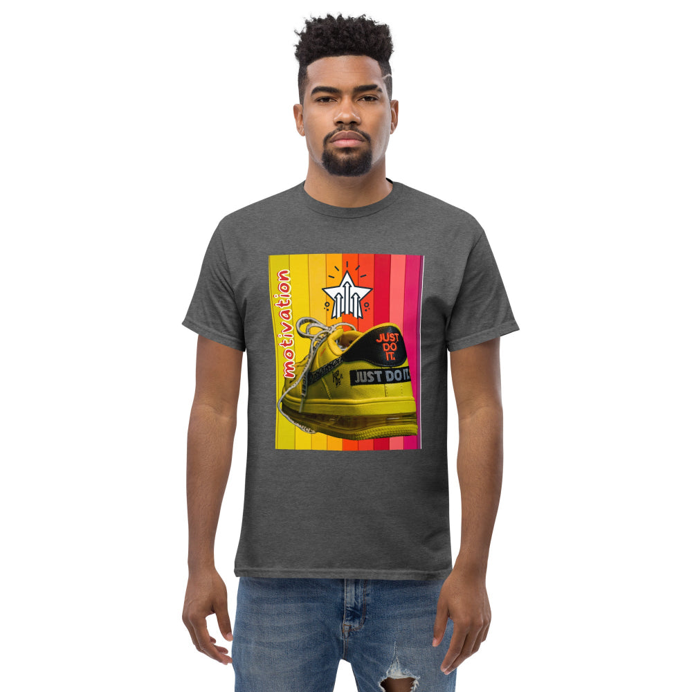 t-shirt-classic-graphic-motivation-sneaker-orange-design-snapnote-streetwear-dark-heather-man-front