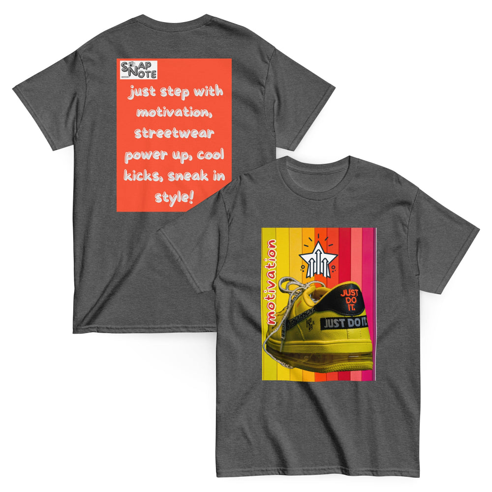 t-shirt-classic-graphic-motivation-sneaker-orange-design-snapnote-streetwear-dark-heather