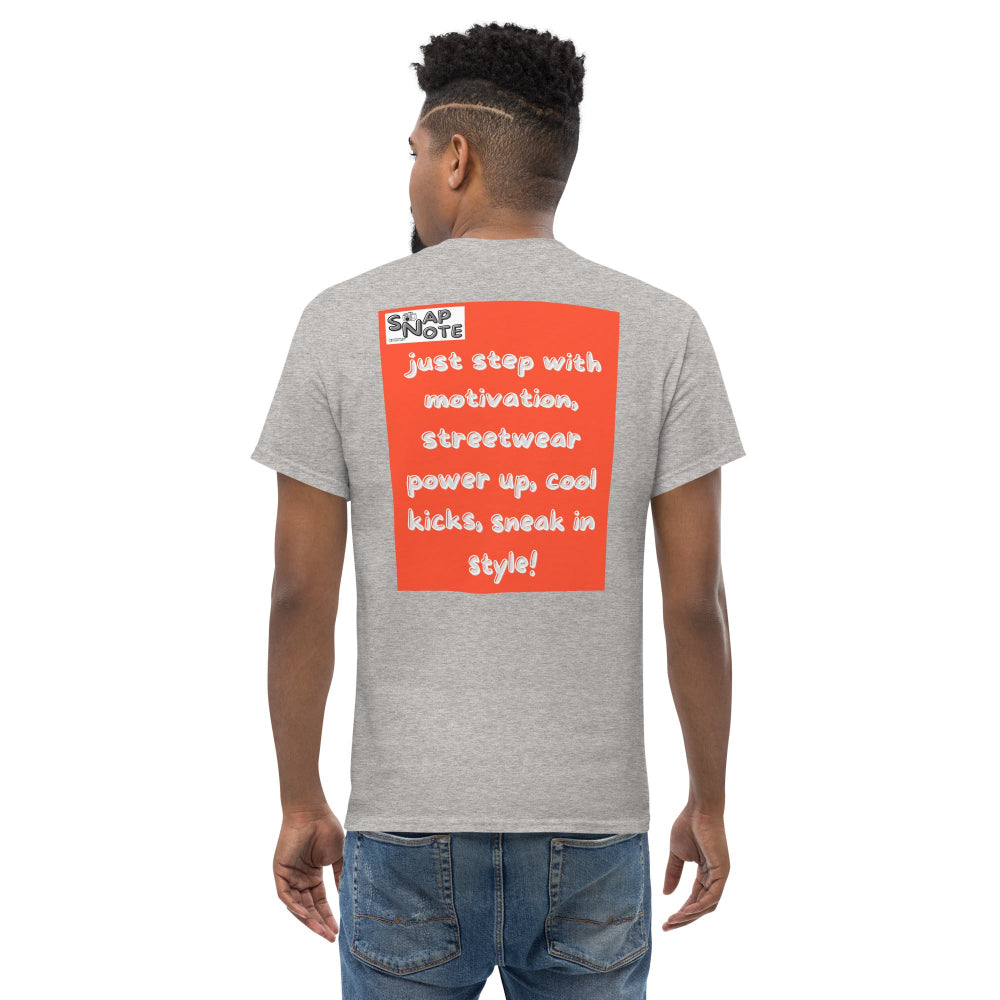 t-shirt-classic-graphic-motivation-sneaker-orange-design-snapnote-streetwear-sport-grey-man-back