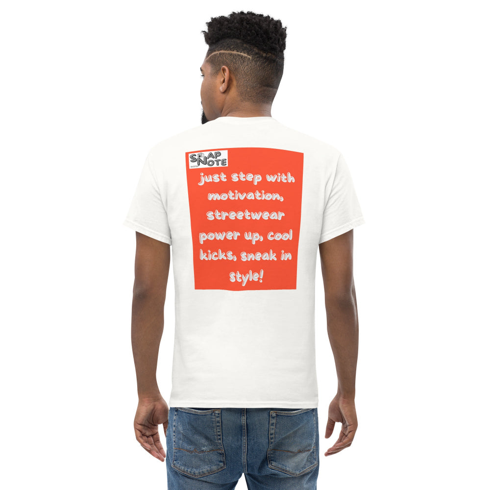 t-shirt-classic-graphic-motivation-sneaker-orange-design-snapnote-streetwear-white-man-back