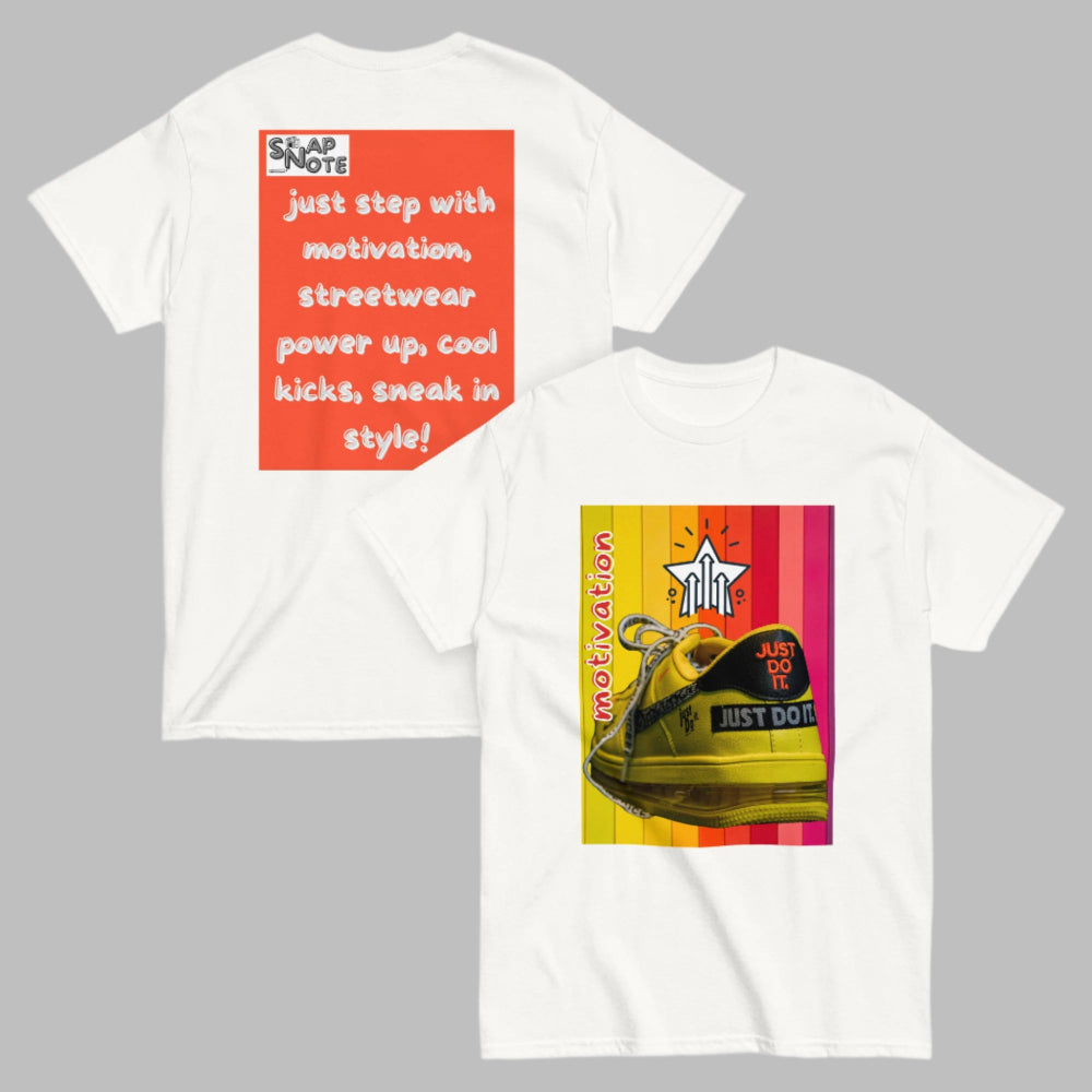 t-shirt-classic-graphic-motivation-sneaker-orange-design-snapnote-streetwear-white