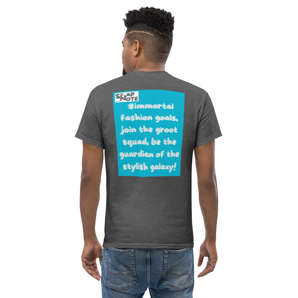 t-shirt-classic-graphic-superhero-shopping-blue-design-snapnote-streetwear-dark-heather-man-back