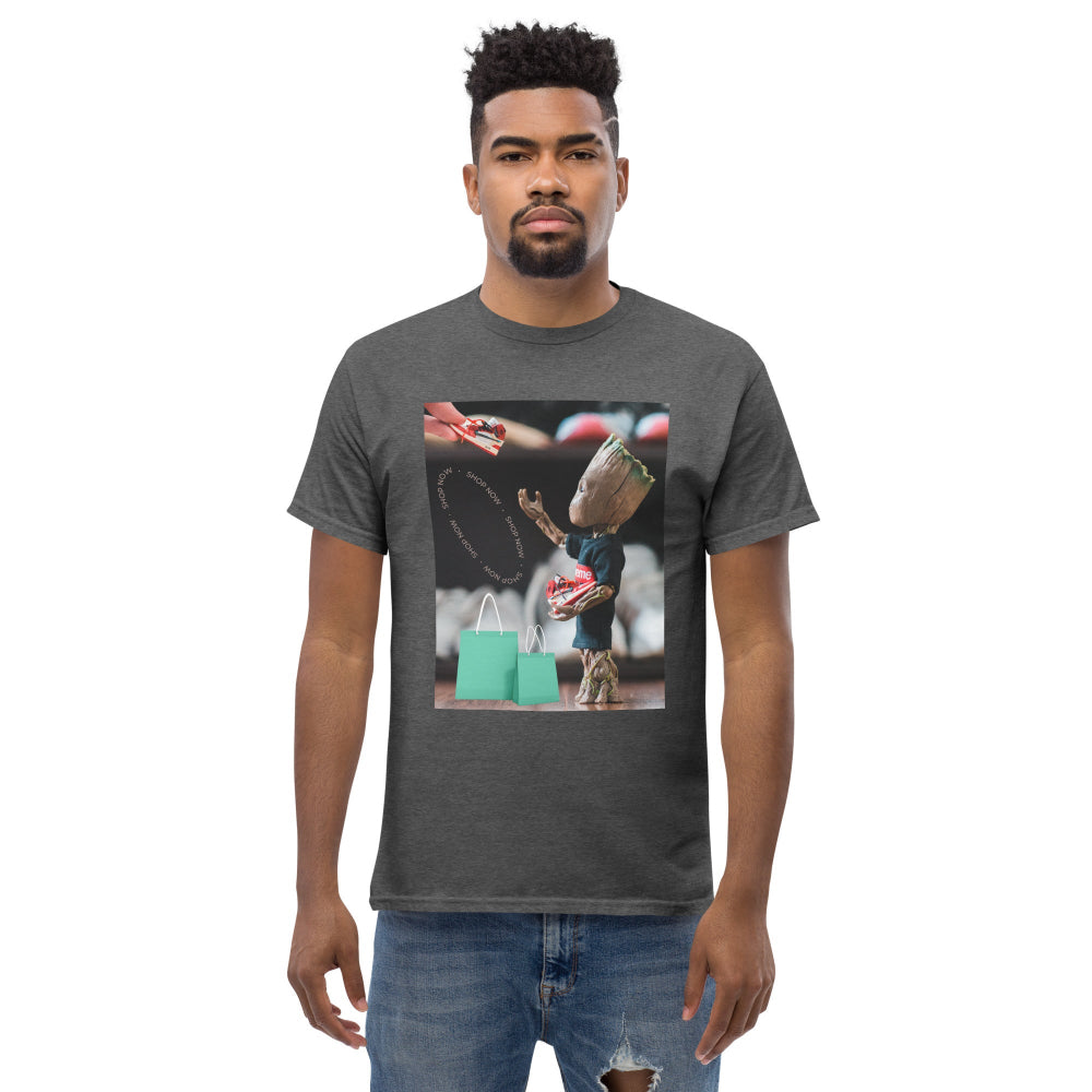 t-shirt-classic-graphic-superhero-shopping-blue-design-snapnote-streetwear-dark-heather-man-front