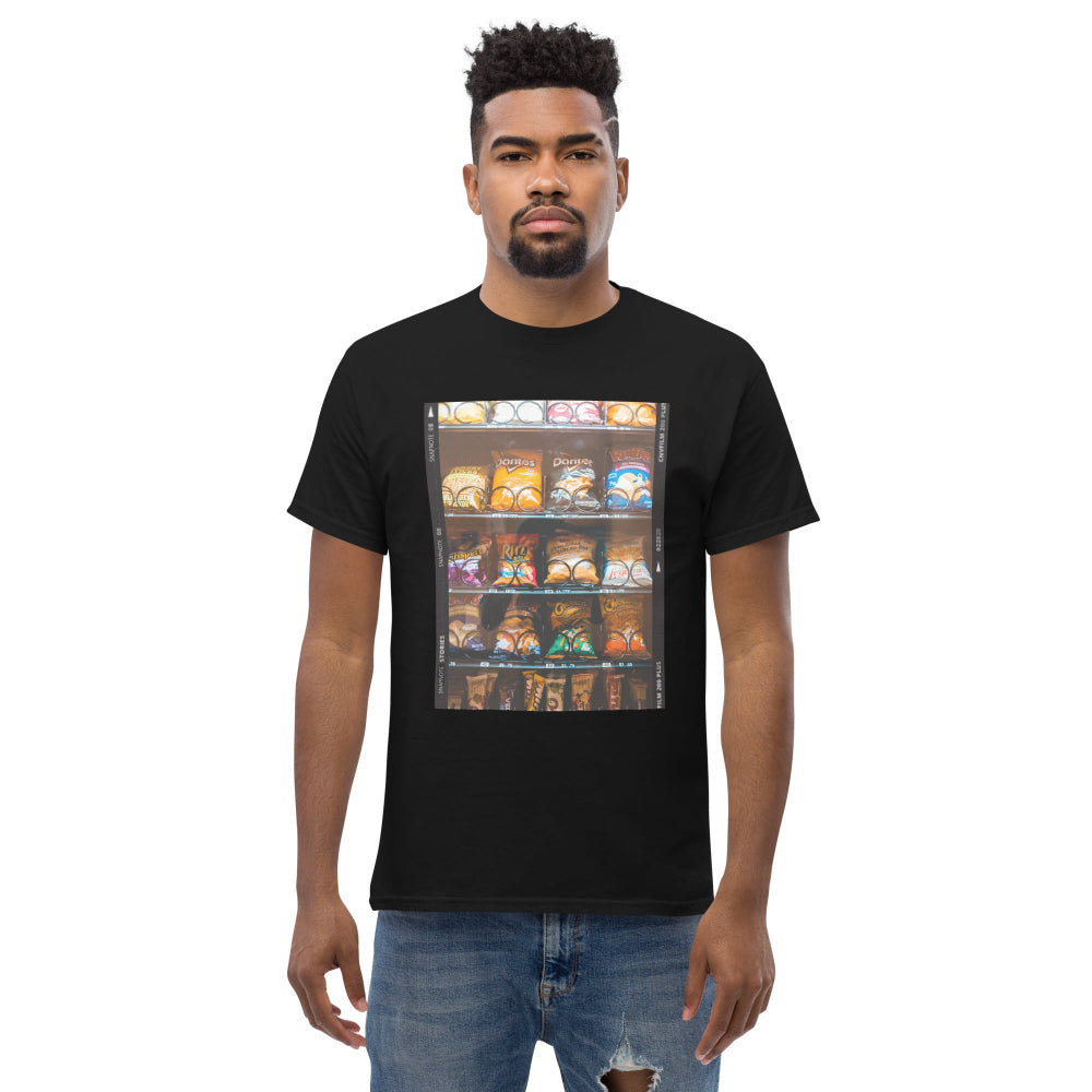 t-shirt-classic-graphic-vending-machine-blue-design-snapnote-streetwear-black-man-front