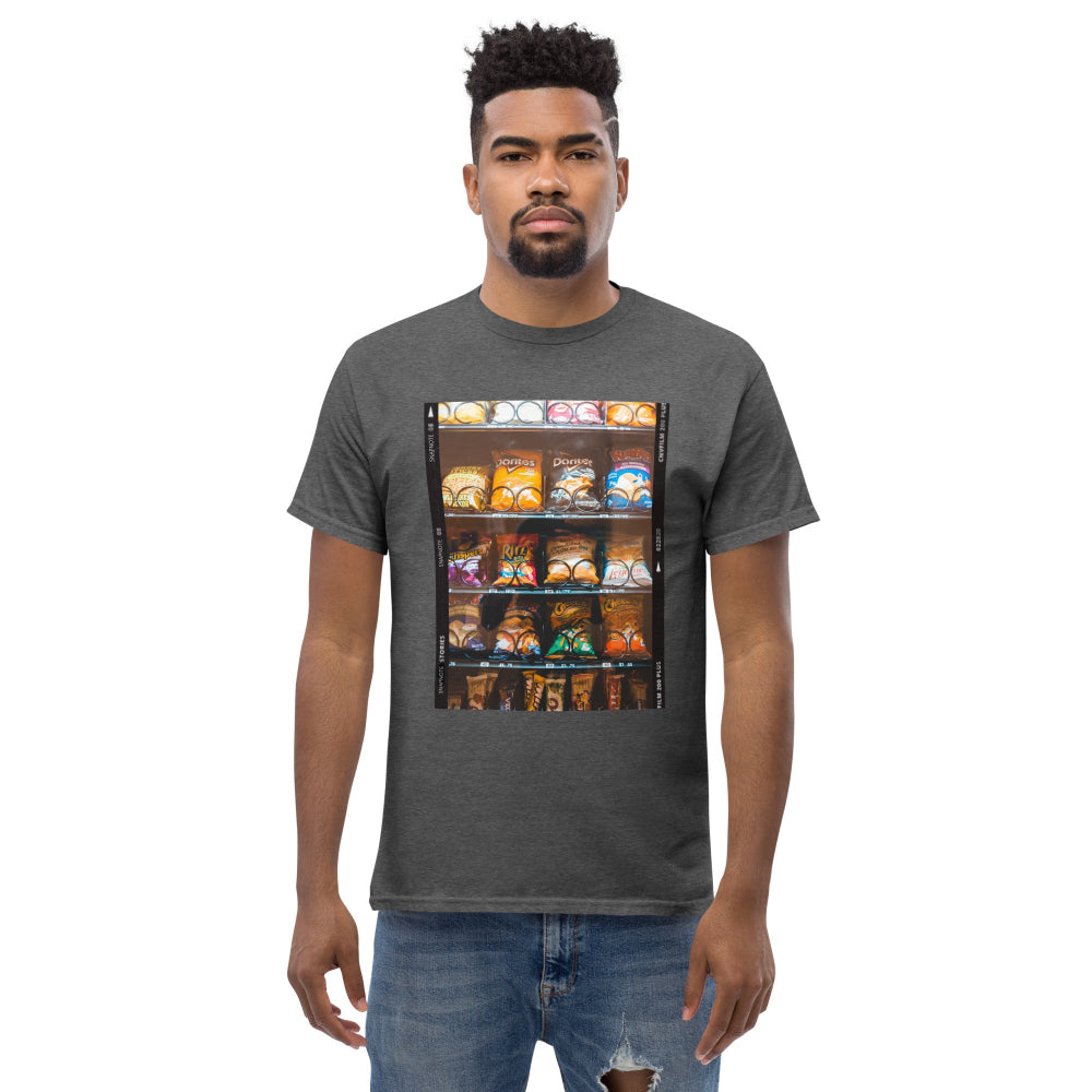 t-shirt-classic-graphic-vending-machine-blue-design-snapnote-streetwear-dark-heather-man-front