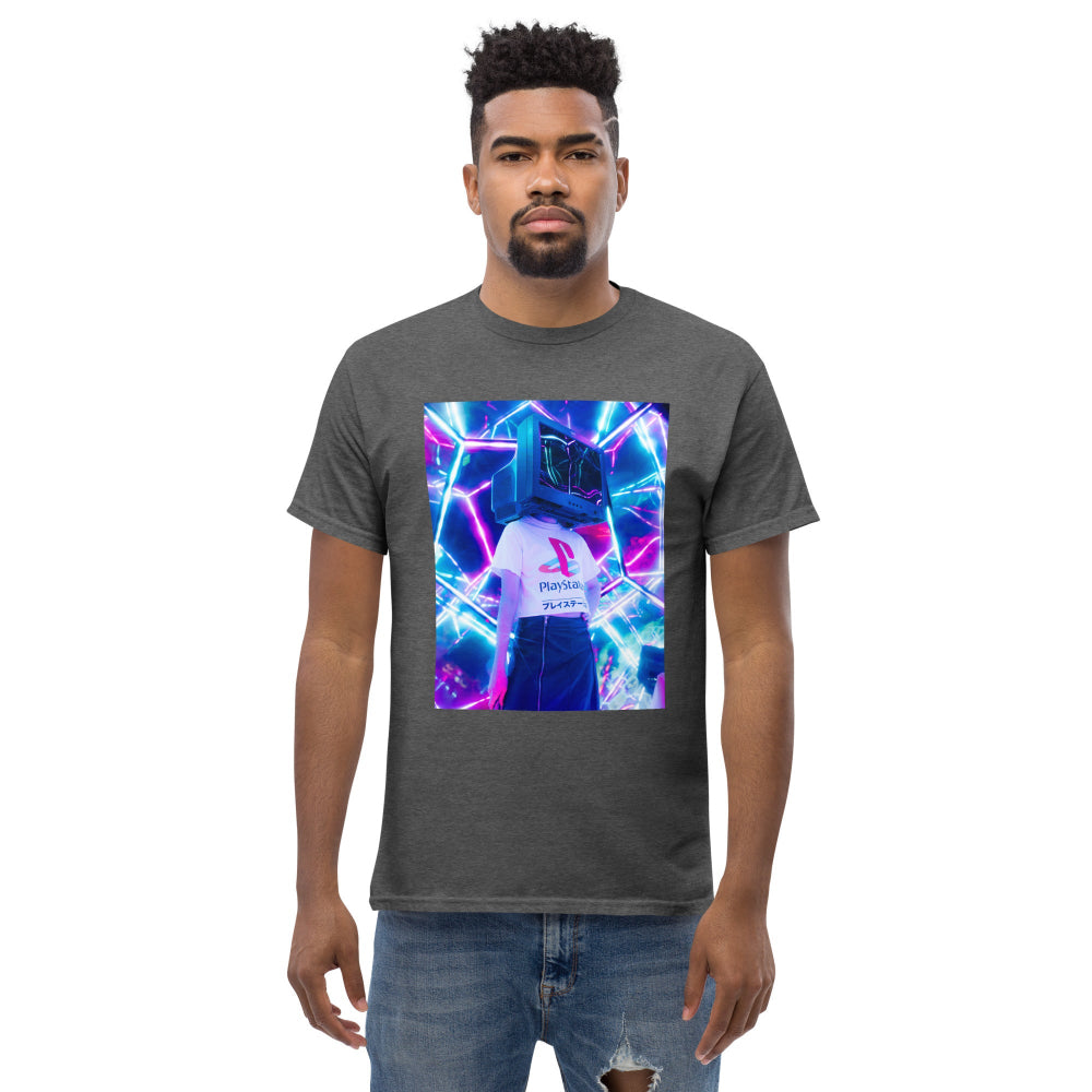 t-shirt-classic-graphic-video-game-purple-design-snapnote-streetwear-dark-heather-man-front