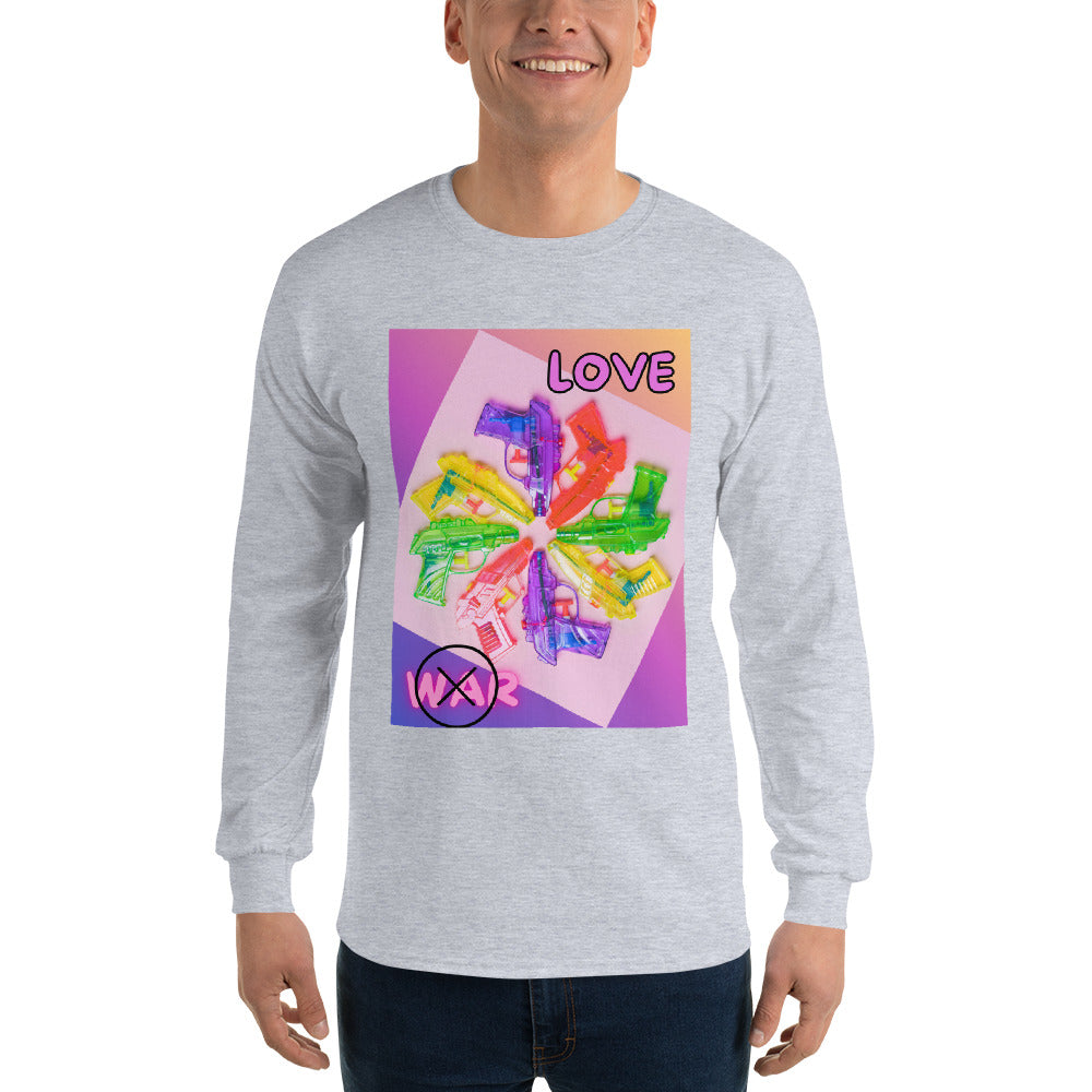 t-shirt-long-sleeves-peace-and-love-pink-design-snapnote-streetwear-sport-grey-man-front