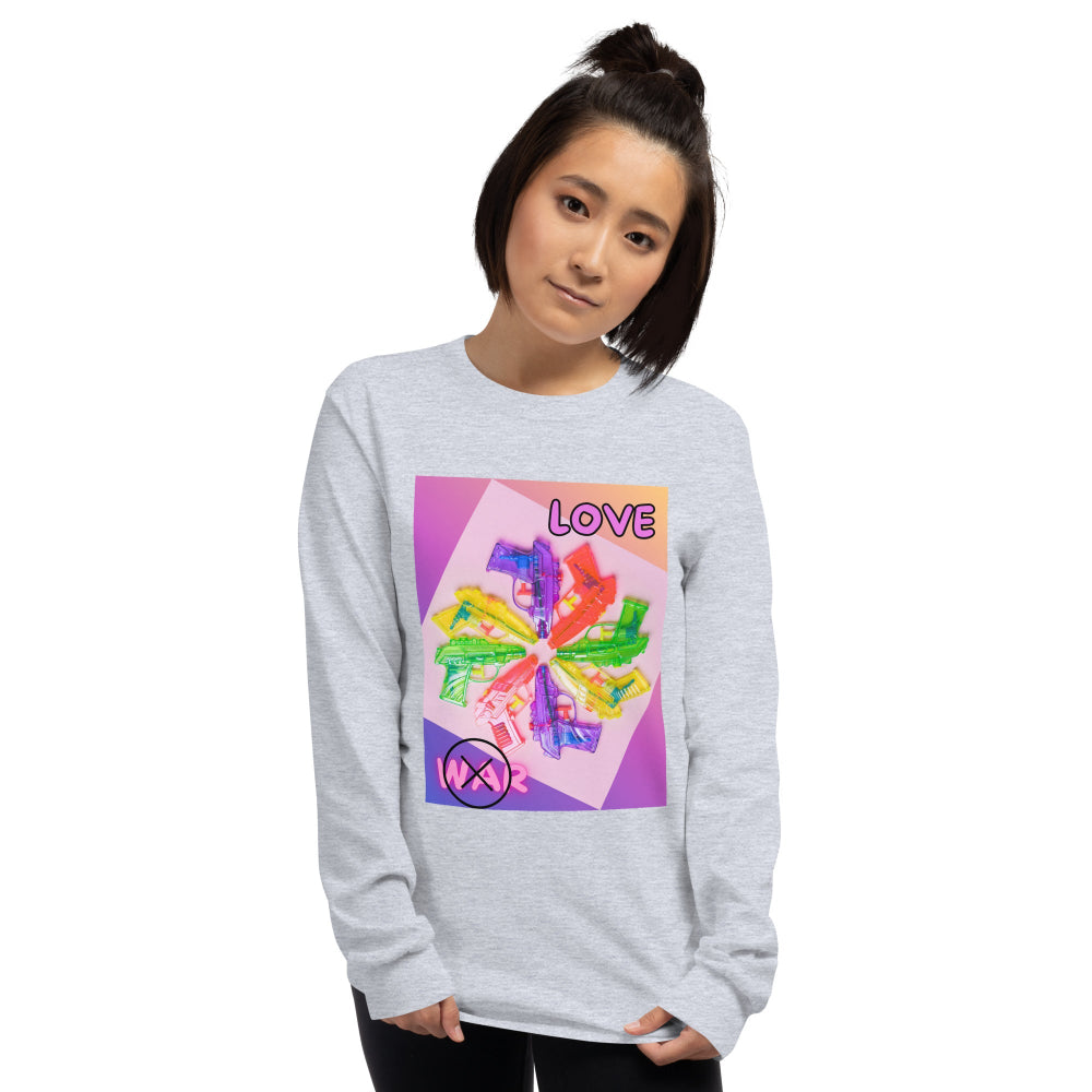 t-shirt-long-sleeves-peace-and-love-pink-design-snapnote-streetwear-sport-grey-woman-front