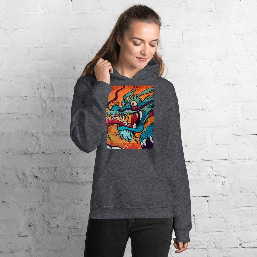 hoodie-hooded-sweatshirt-dragon-graffiti-orange-design-snapnote-streetwear-dark-heather-woman-front