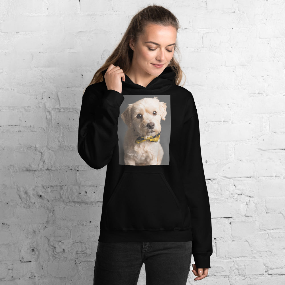 hoodie-hooded-sweatshirt-elegant-doggy-yellow-design-snapnote-streetwear-black-woman-front