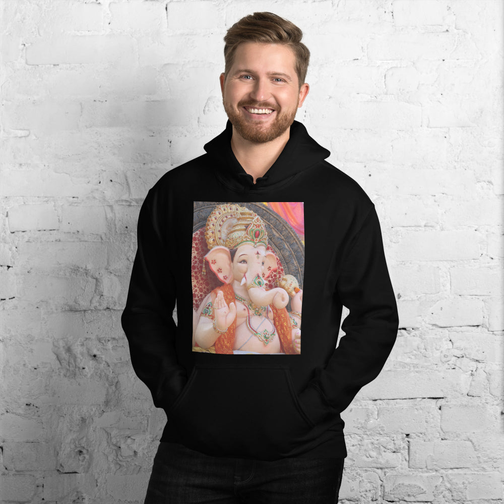 hoodie-hooded-sweatshirt-ganesha-bollywood-green-design-snapnote-streetwear-black-man-front