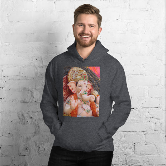 hoodie-hooded-sweatshirt-ganesha-bollywood-green-design-snapnote-streetwear-dark-heather-man-front