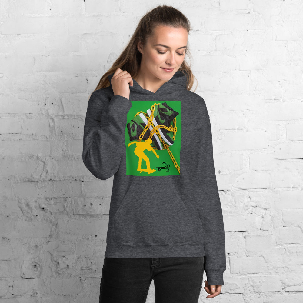 hoodie-hooded-sweatshirt-skateboard-sneakers-yellow-design-snapnote-streetwear-dark-heather-woman-front