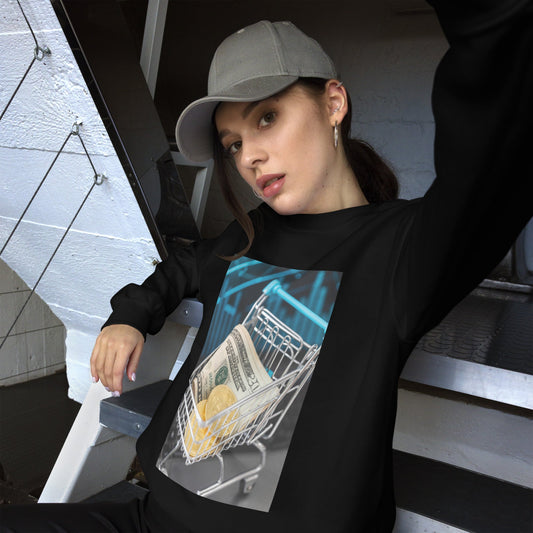 sweatshirt-pullover-bitcoin-shopping-blue-design-snapnote-streetwear-black-woman-front