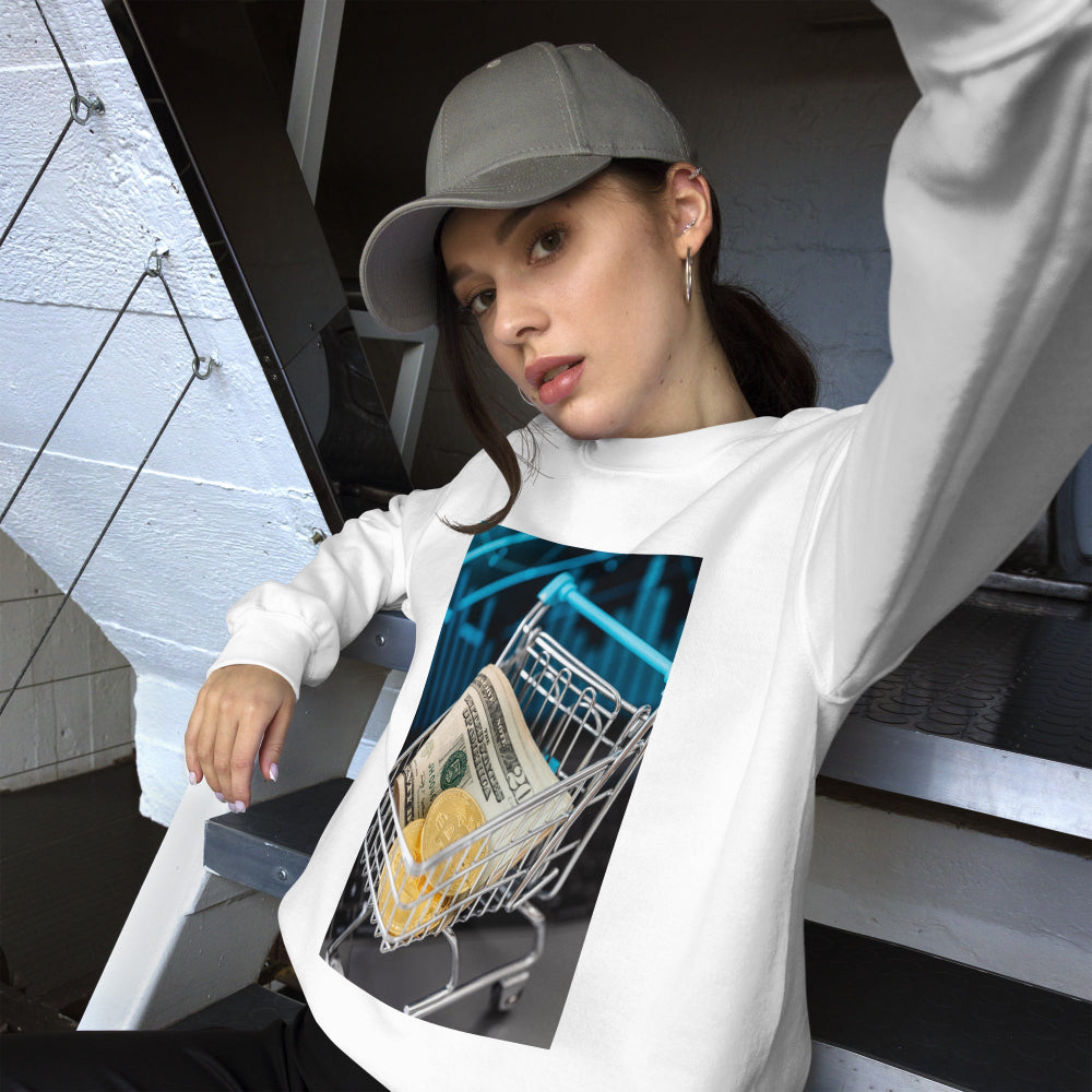 sweatshirt-pullover-bitcoin-shopping-blue-design-snapnote-streetwear-white-woman-front