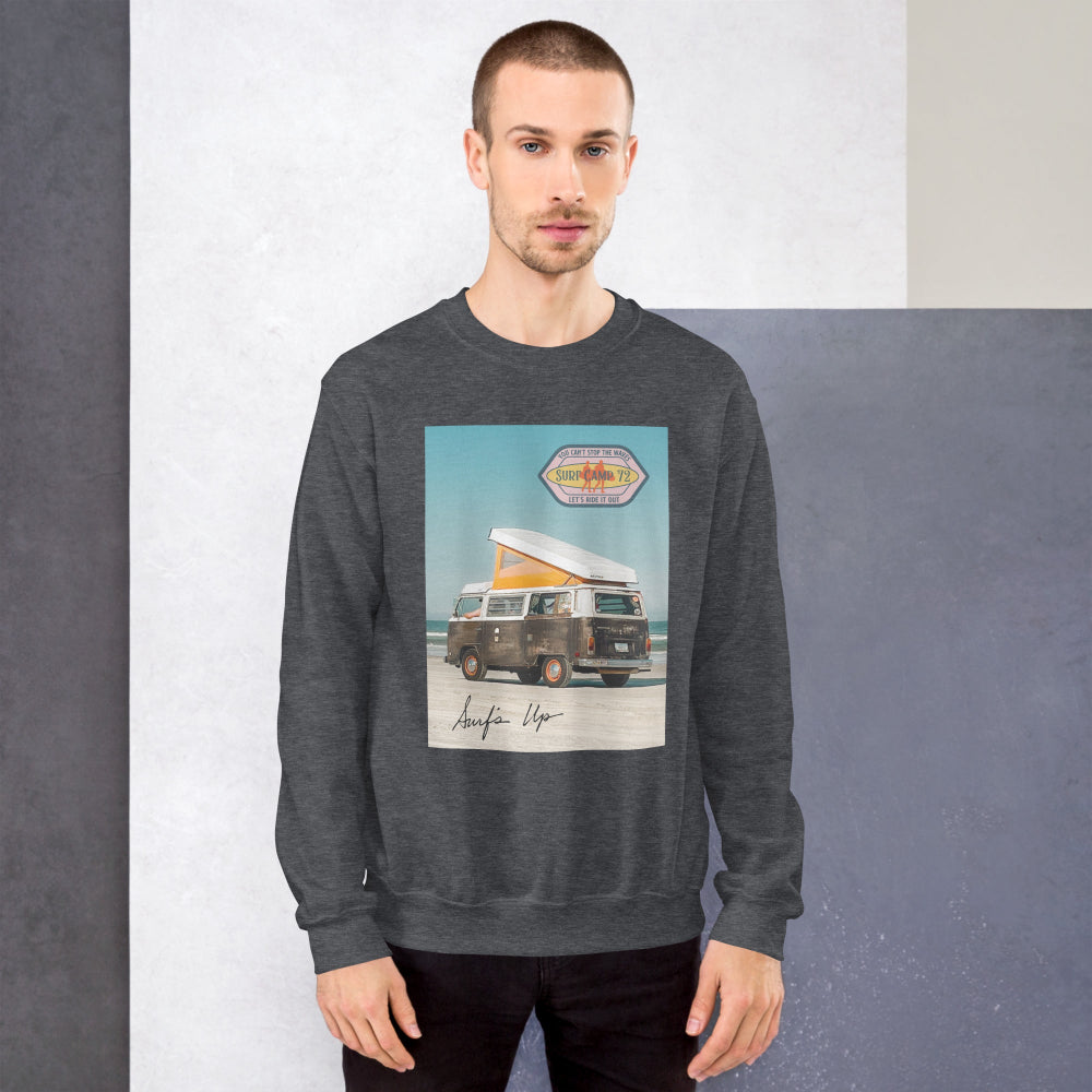 sweatshirt-pullover-camping-surf-blue-design-snapnote-streetwear-dark-heather-man-front