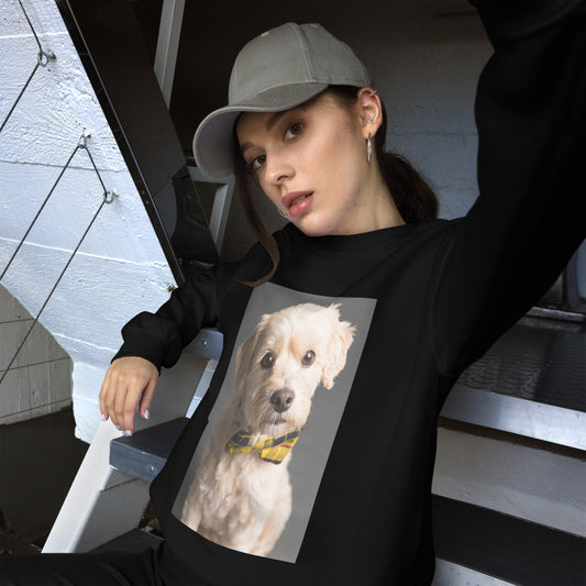 sweatshirt-pullover-elegant-doggy-yellow-design-snapnote-streetwear-black-woman-front