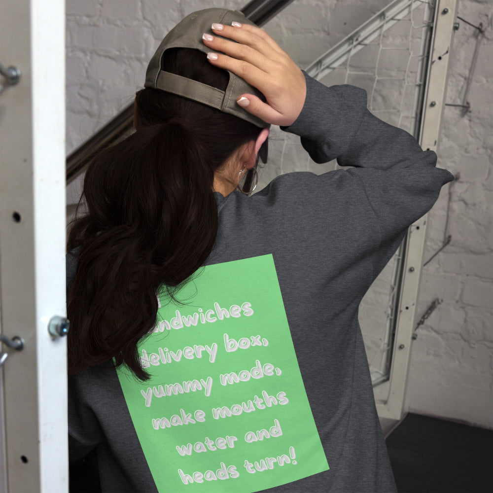 sweatshirt-pullover-fast-food-sandwiches-green-design-snapnote-streetwear-dark-heather-woman-back