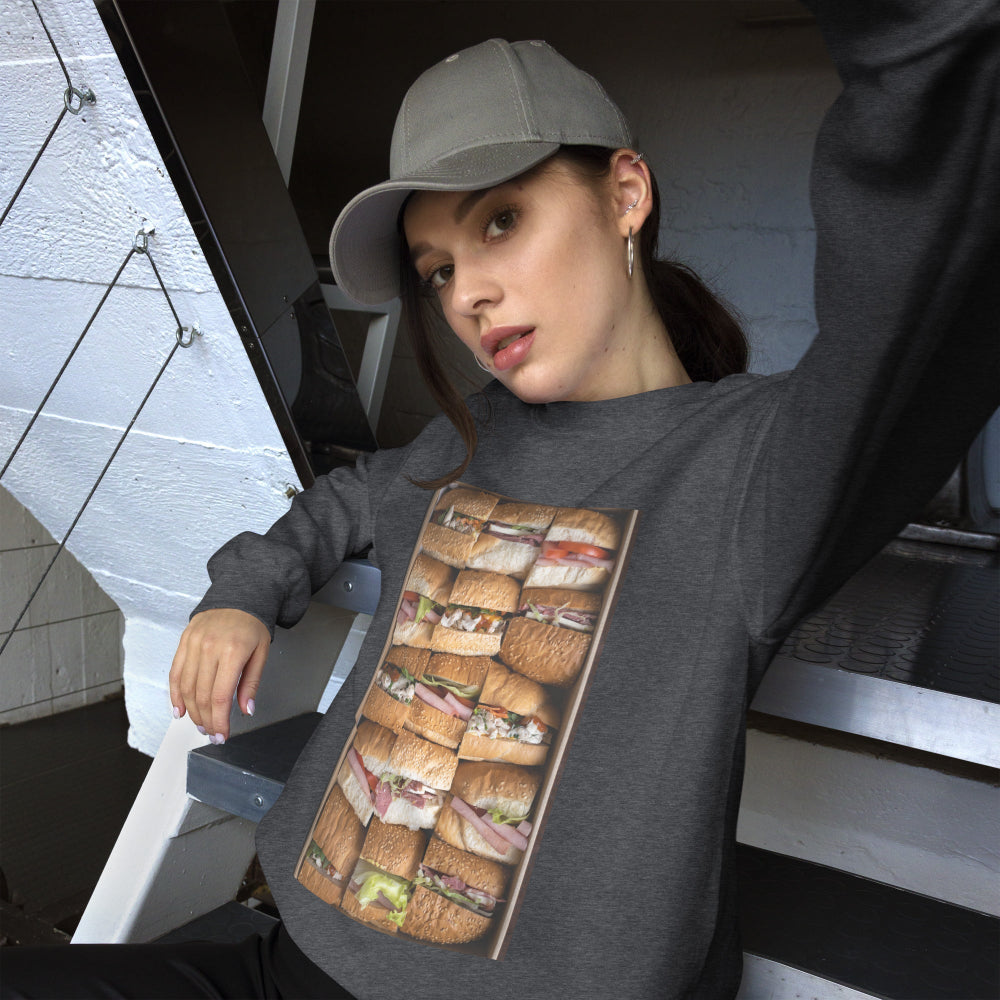 sweatshirt-pullover-fast-food-sandwiches-green-design-snapnote-streetwear-dark-heather-woman-front