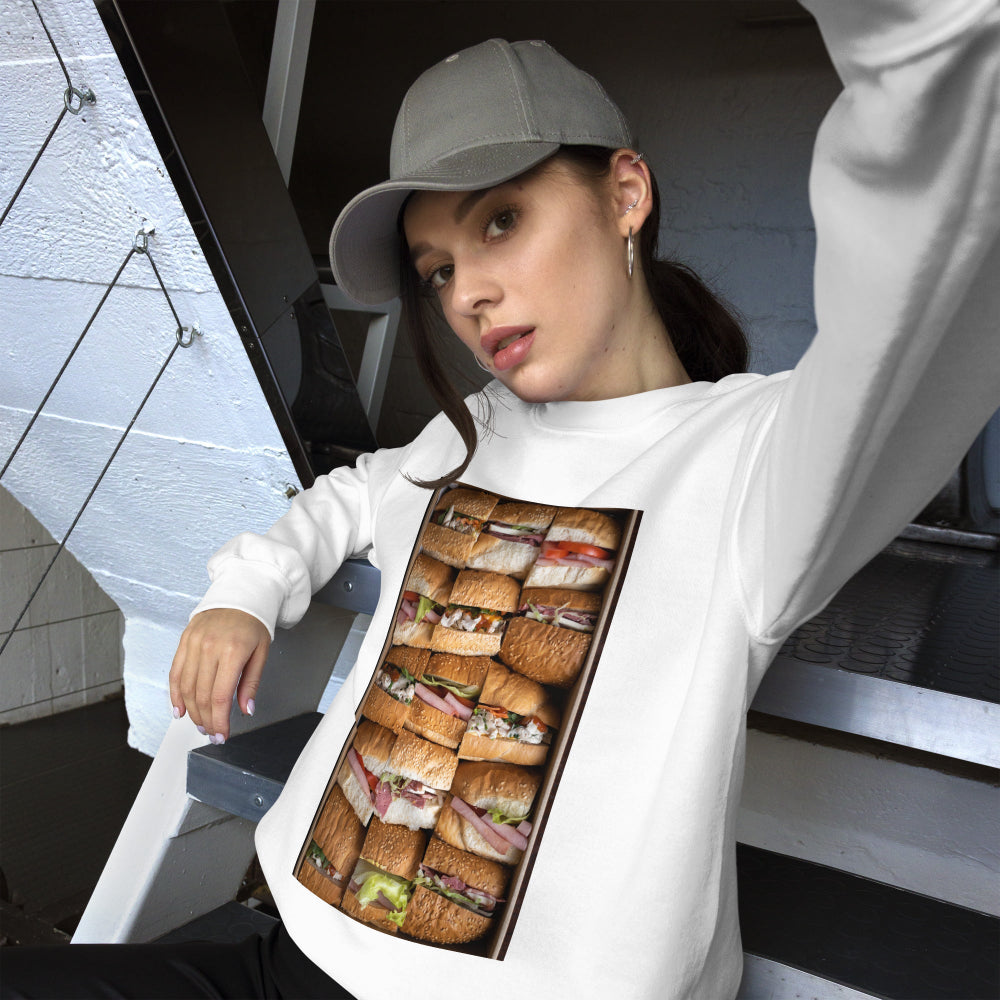 sweatshirt-pullover-fast-food-sandwiches-green-design-snapnote-streetwear-white-woman-front