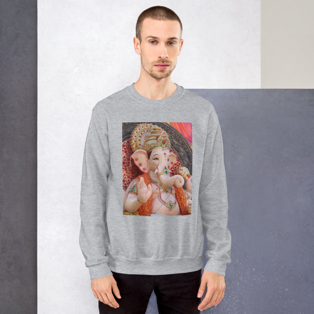 sweatshirt-pullover-ganesha-bollywood-green-design-snapnote-streetwear-sport-grey-man-front