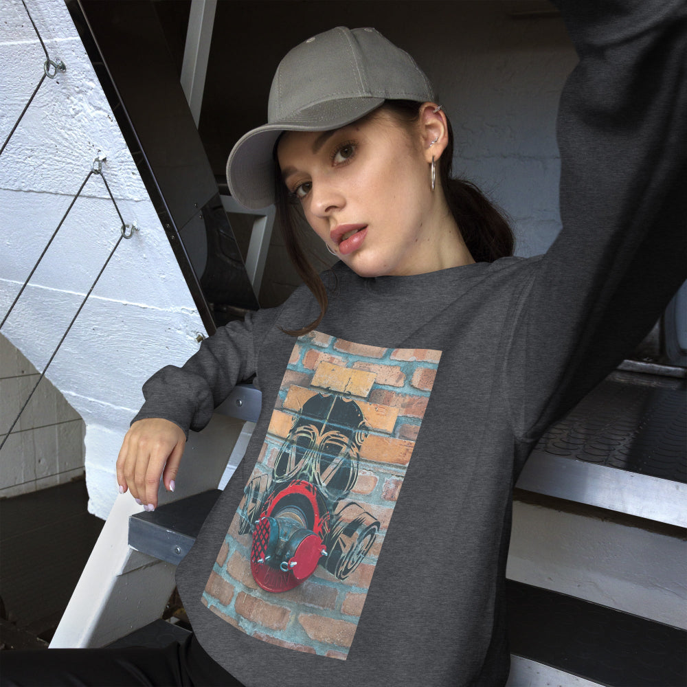 sweatshirt-pullover-gas-mask-graffiti-red-design-snapnote-streetwear-dark-heather-woman-front