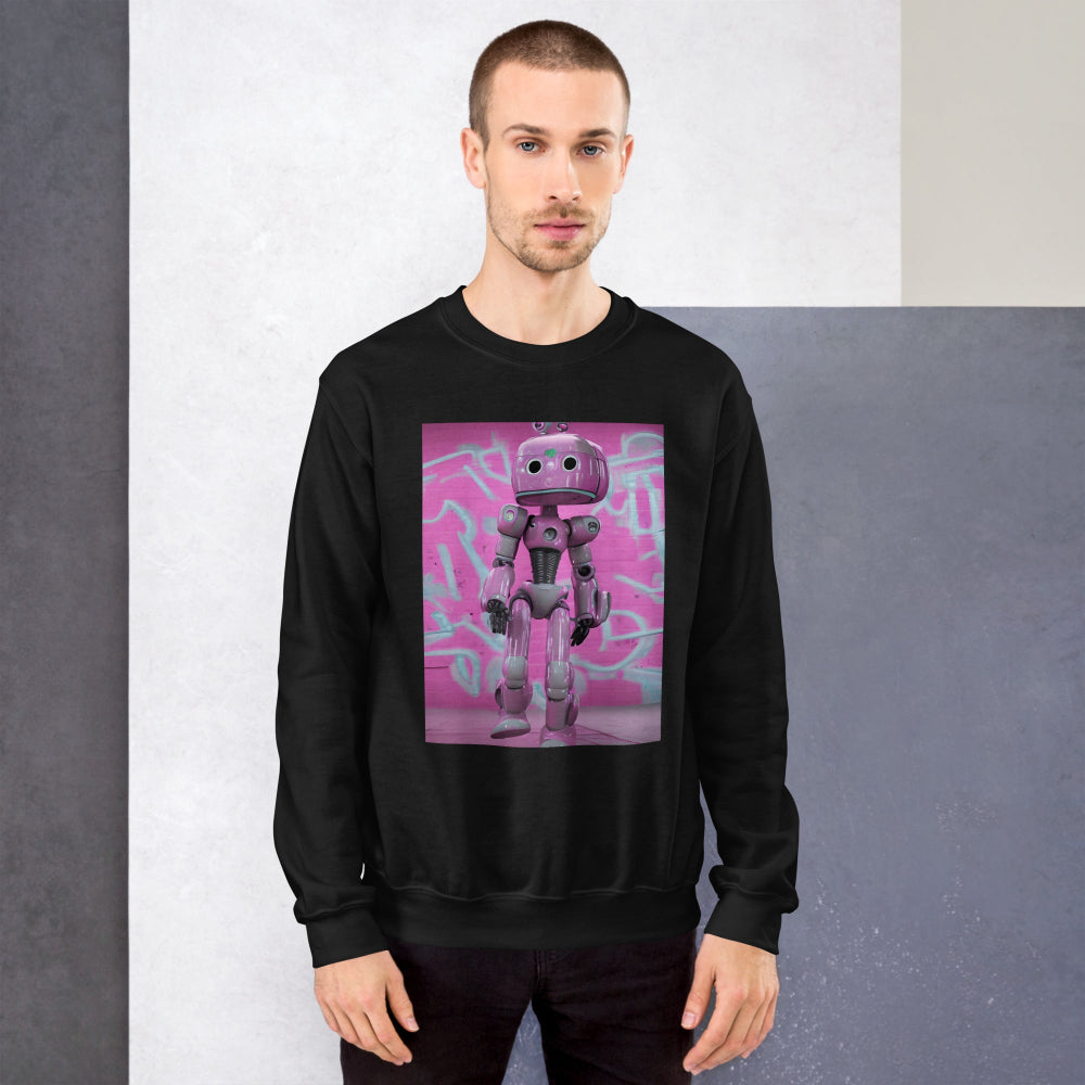 sweatshirt-pullover-lady-robot-pink-design-snapnote-streetwear-black-man-front