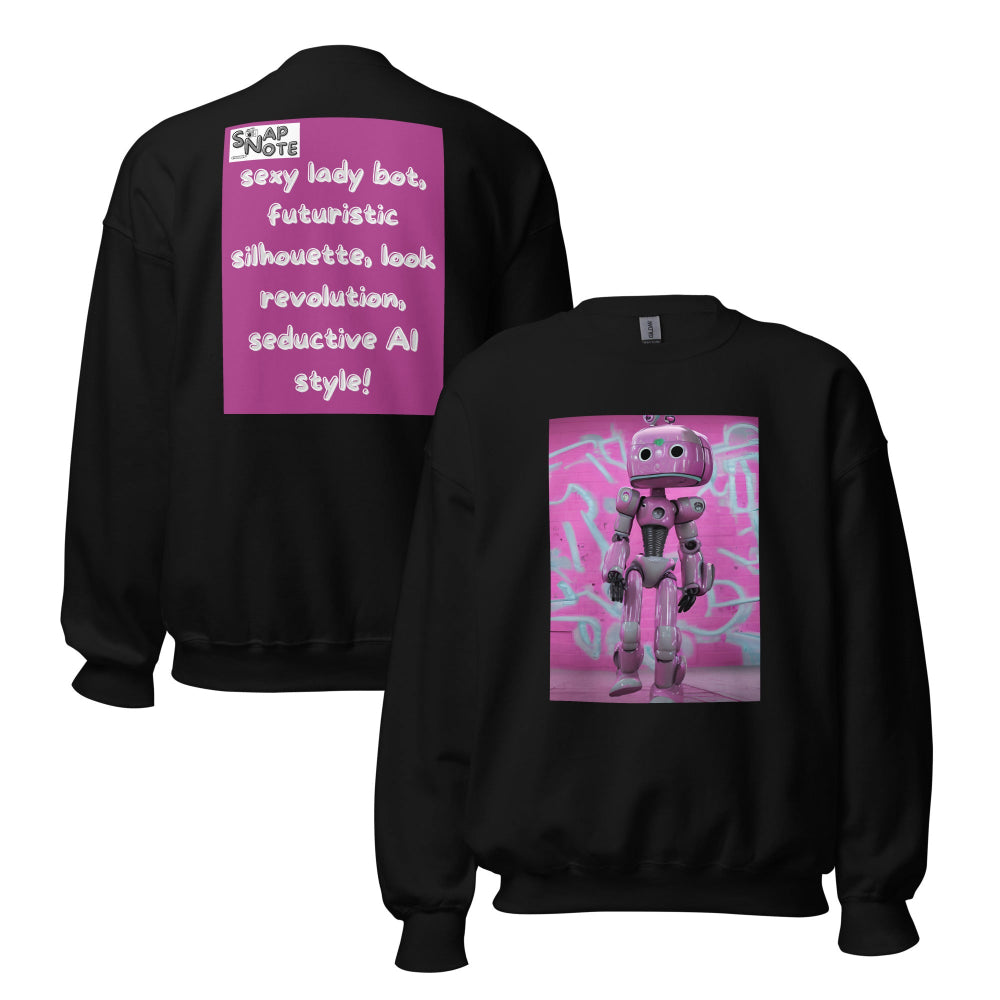 sweatshirt-pullover-lady-robot-pink-design-snapnote-streetwear-black