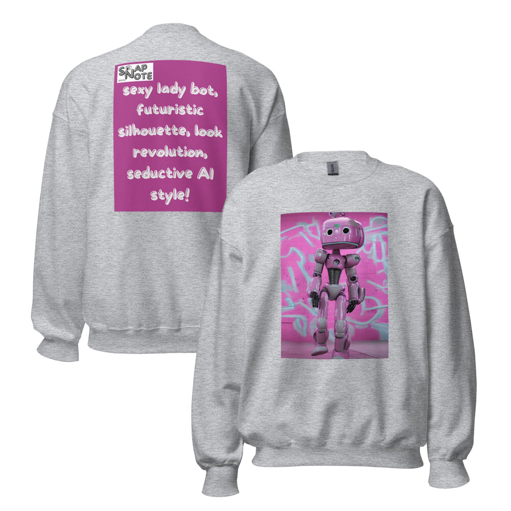 sweatshirt-pullover-lady-robot-pink-design-snapnote-streetwear-sport-grey