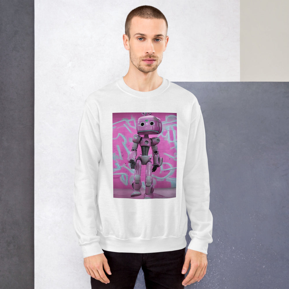 sweatshirt-pullover-lady-robot-pink-design-snapnote-streetwear-white-man-front