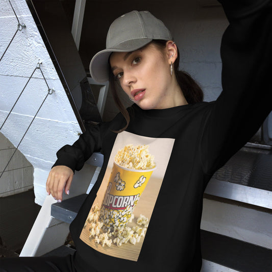 sweatshirt-pullover-movie-night-popcorn-red-design-snapnote-streetwear-black-woman-front