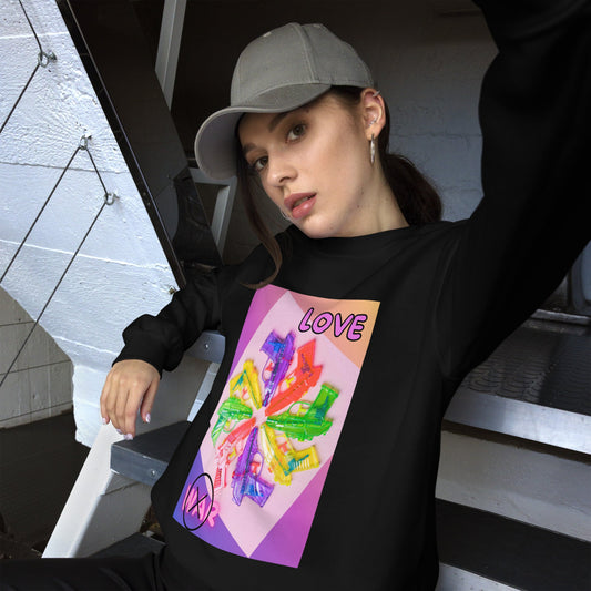 sweatshirt-pullover-peace-and-love-pink-design-snapnote-streetwear-black-woman-front
