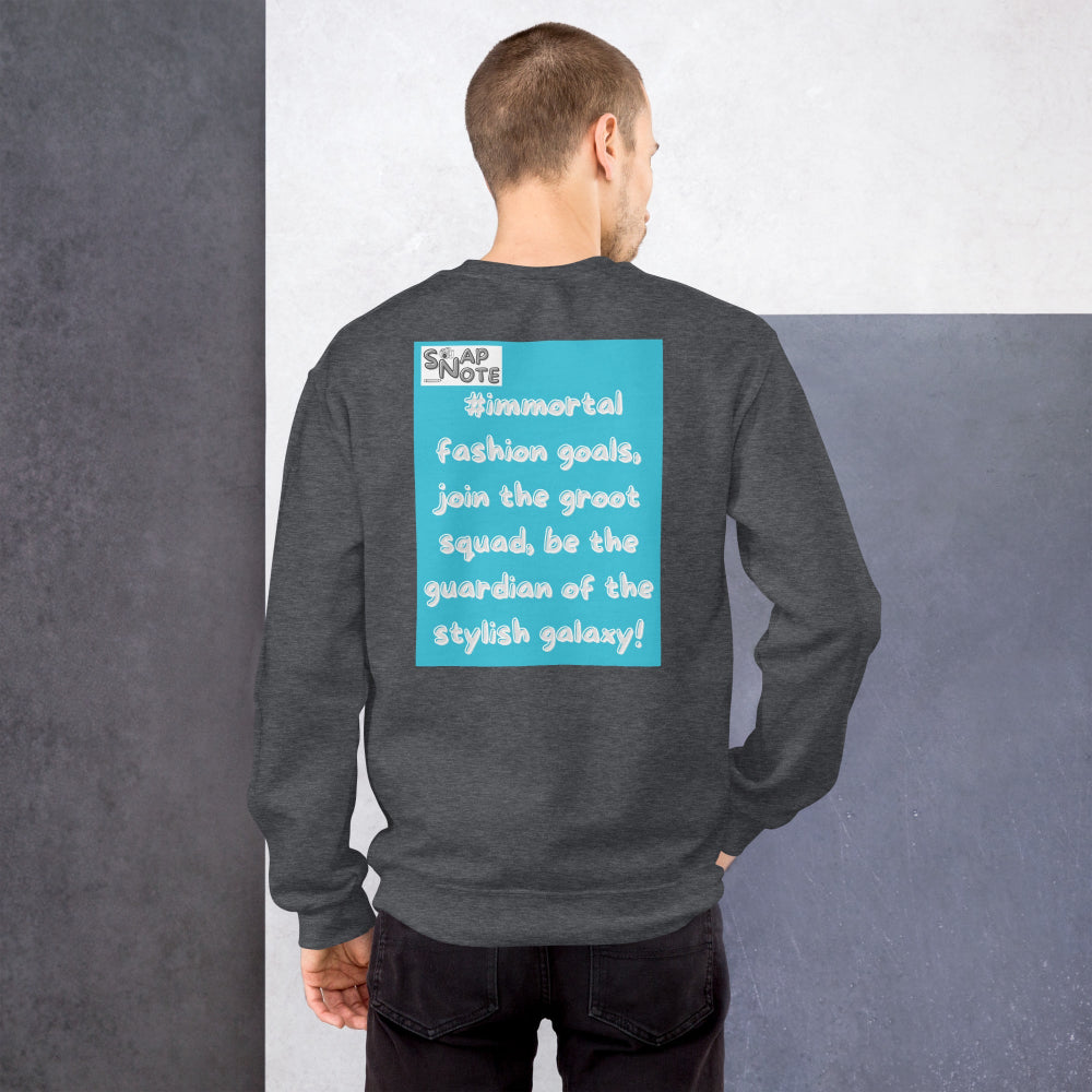 sweatshirt-pullover-superhero-shopping-blue-design-snapnote-streetwear-dark-heather-man-back