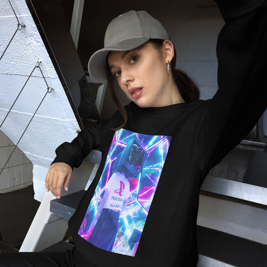sweatshirt-pullover-video-game-purple-design-snapnote-streetwear-black-woman-front