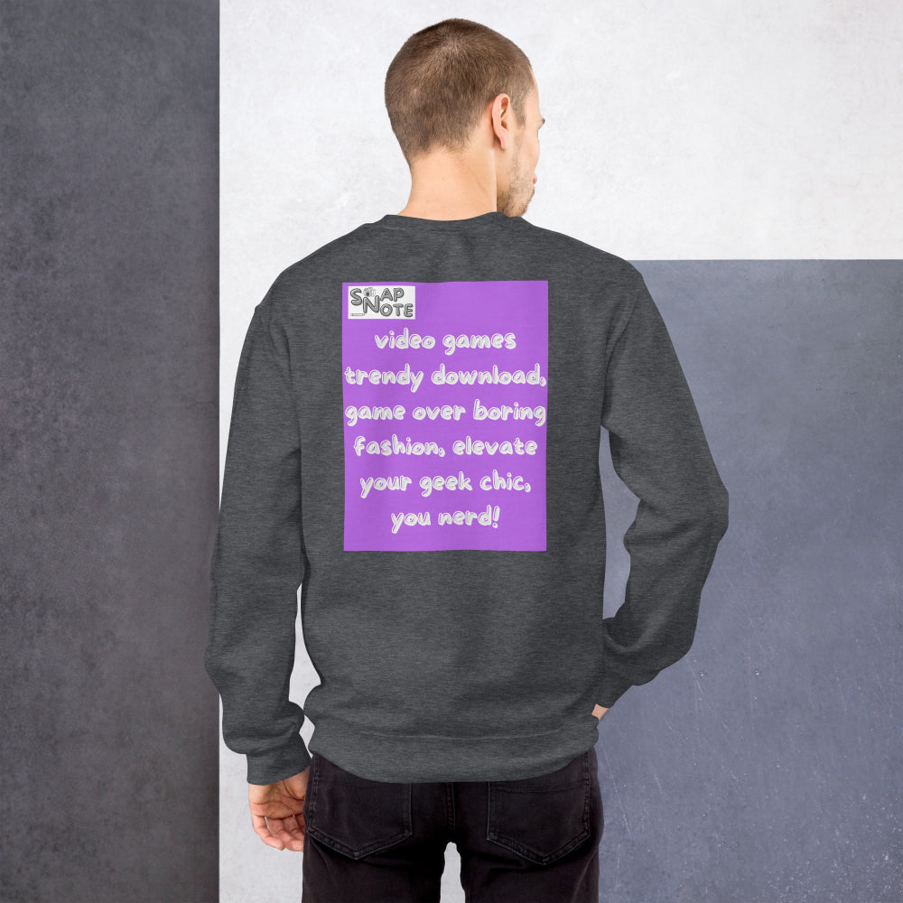 sweatshirt-pullover-video-game-purple-design-snapnote-streetwear-dark-heather-man-back